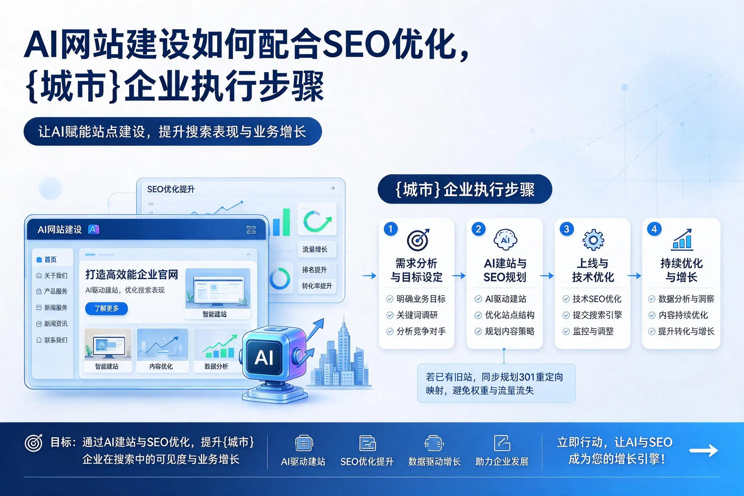 AI网站建设如何配合SEO优化，黑河企业执行步骤