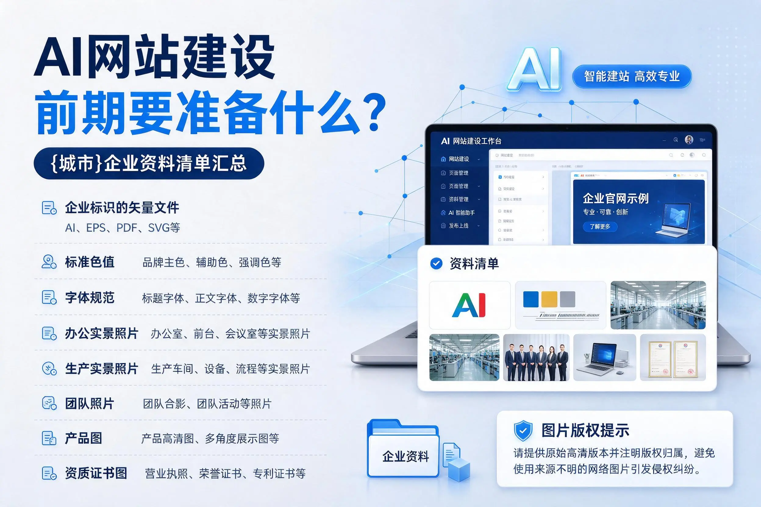 AI网站建设前期要准备什么？黑河企业资料清单汇总